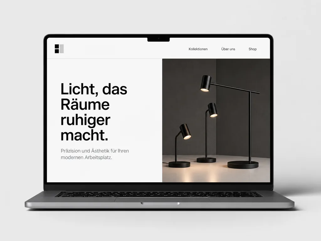 Minimalistisches E-Commerce Webdesign für eine moderne Produktmarke