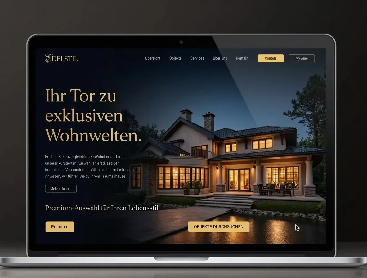 Premium Immobilien Webdesign für die Vermittlung exklusiver Wohnobjekte